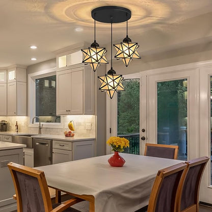 Frosted White Glass Dining Room Chandelier Farmhouse Pendant Lights for Kitchen Island Light Fixture Modern Chandeliers with Warm Light Bulbs Black