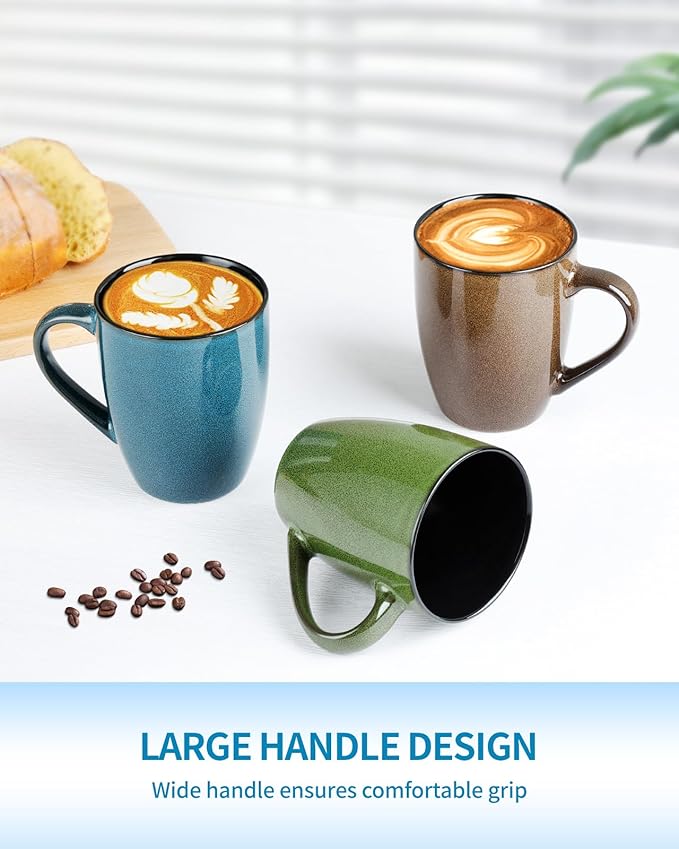 Ceramic Mugs 12oz,Large Ceramic Coffee Mugs for Men, Women, Dad, Mom, Modern Coffee Mugs With Handle For Tea,Latte,Cappuccino,Cocoa. (blue and brown 4pack)