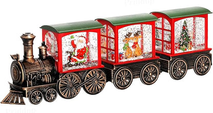 Christmas Snow Globe Train Santa Claus Reindeer Gifts Tree Classic Relief Texture Battery Powered LED Glitter Christmas Decorations Indoor