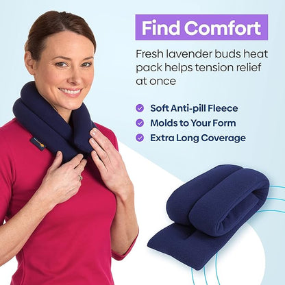 SunnyBay Microwave Heating Pad, Microwavable Heated Neck and Shoulder Wrap, Soothing Weighted Moist Heat or Ice Pack with Flaxseed and Lavender, FSA HSA Eligible, 26x5 Inches, 2.5 lbs, Navy Blue