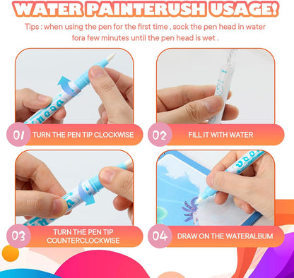 Reusable Water Coloring Book for Toddlers- 6 Pack