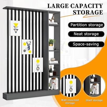 Wall Room Divider,Freestanding Room Divider with Shelves,Wood Room Divider Screen with Storage Cabinet, Wall Divider for Room Separation, for Home Office Decorative B 31.4×9.4×78.7in