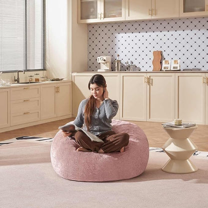 Bean Bag Chair 3Ft, Memory Foam Filled, Large Beanbag Chairs for Adults and Teens, Soft Sofa with Removable Flannel Cover, Round Couch for Living Room Bedroom College Dorm (Pink, 3FT-36×36"×24")