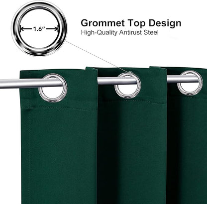 ChrisDowa Small Window Curtains for Kitchen and Bedroom - Grommet Short Thermal Insulated Room Darkening Curtains (2 Panels, Forest Green, 34 x 36 Inch)