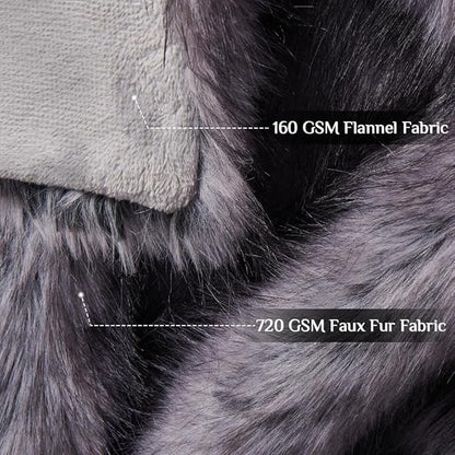 Fluffy Faux Fur Throw Blanket – Super Soft Warm Thick Plush Blanket for Bed, Couch & Office, Cozy Fuzzy Throw with Flannel Backing,50"x60", Grey