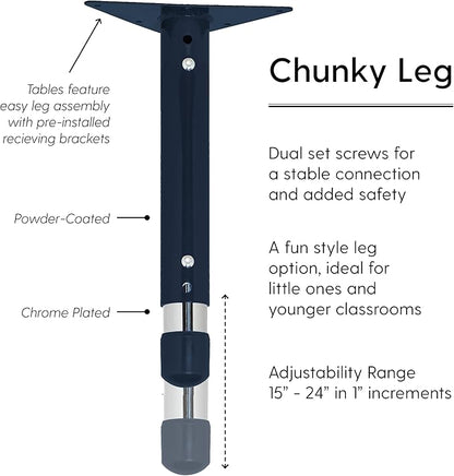 Factory Direct Partners FDP Rectangle Activity School and Kids Classroom Table (24 x 48 inch), Toddler Legs, Adjustable Height 15-24 inches - Oak Top and Navy Edge