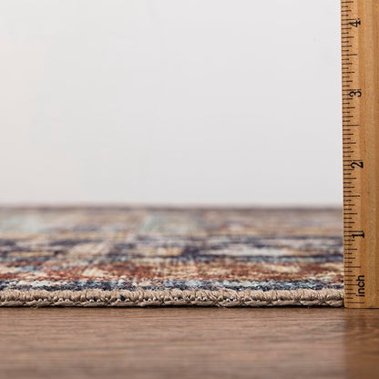 Keen Home Design 2x10 Rug - Machine Washable Runner with Non-Slip Backing, Ideal for Hallway, Entryway, Kitchen, Laundry Room - Vintage, Easy Clean, Durable, Low Pile Rug - (2'6" x 10')