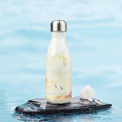 Insulated Water Bottles,12 oz Double Wall Stainless Steel Vacumm Metal Flask for Sports Travel,Marble Jade