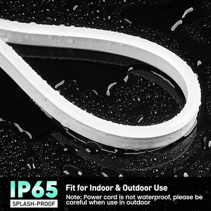 GZBtech Flexible LED Neon Rope Lights 82FT,AC 110-120V Waterproof Strip Light, 120 LEDs/M Cuttable Connectable Neon Lighting for Indoor Outdoor Home Decor/Commercial Building Use-Cold White 25M