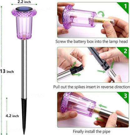 DenicMic Halloween Solar Lights Outdoor 15 Pack Purple LED Waterproof Yard Garden Patio Backyard Pathway Walkway Landscape Lawn Outside Halloween Decorations Outdoor