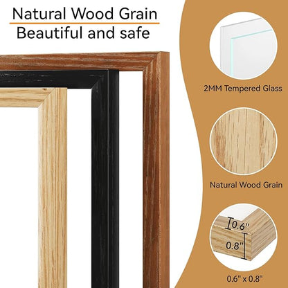 IBUYKE 8x10 Picture Frame,Solid Oak Wood 8x10 Photo Frame with Mat to 5x7,10x8 Picture Frames With Tempered Glass,Tabletop or Wall Mount Display,Home Decor,Natural Oak 8 x 10 Frame,UWPF0810N