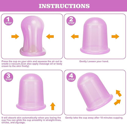Silicone Cupping Therapy Set - Cupping Kit for Massage Therapy - Cellulite Remover Cupping Set - Anti Cellulite Cup Massager, Vacuum Suction Massage Cups for Cellulite Reduction