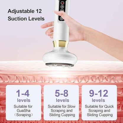 Electric Handheld Cellulite Massager with 12 Suction Modes, Cellulite Remover Tool for Legs, Belly, Thighs, Arms, Butt- Birthday, Christmas, Mothers Day, Valentines Day Gifts for Her Women (White)