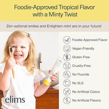 ELIMS Nano Hydroxyapatite Fluoride Free Toothpaste - Xylitol Remineralizing Toothpaste for Whitening Sensitive Teeth - SLS Free Orange Pineapple Mint Flavor for Adults & Kids 4oz