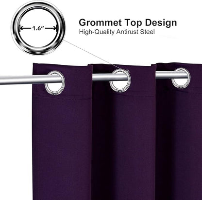 ChrisDowa Grommet Blackout Curtains for Bedroom and Living Room - 2 Panels Set Thermal Insulated Room Darkening Curtains (Royal Purple, 52W x 54L)