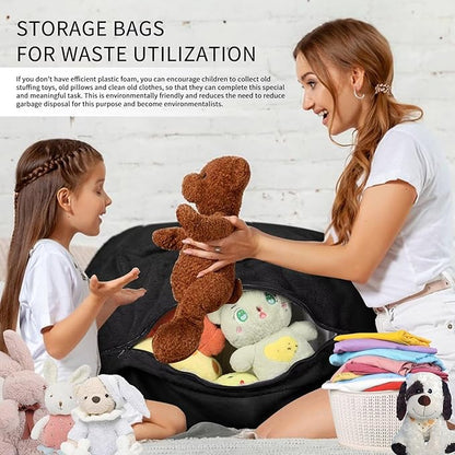 Bean Bag Chair for Adults 3FT,Soft Removable Cover for Teens/Girls Bedroom,Fluffy Giant Round Floor Beanbag Lounger Chairs (No Filler,Black)