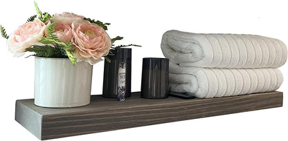 joelsantiques 36 Inch Wooden Floating Shelves for Wall - 36x6x2 in - Made of Natural Wood - Long Heavy Duty Rustic Wall Shelves for Bedroom - Perfect for Living Room, Kitchen - Grey - Gray