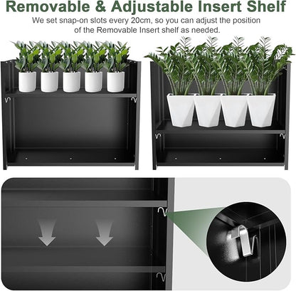Tall Metal Cube Planter for Outdoor Plants 36" L x 12" W x 26" H, Heavy Duty Steel Large Planter Box with Removable Insert Shelf, Modern Décor for Tall Plants, Trees, Flowers (Black)