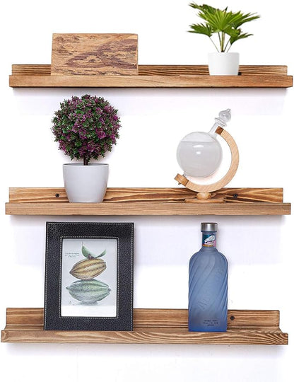 AZSKY Floating Shelves Set of 3, Picture Ledge Shelf, 24 Inches Long Large Nursery Book Shelves for Toys Storage, Kids Bookshelf Wall Mounted for Living Room Bedroom Decor Books Photo Frames