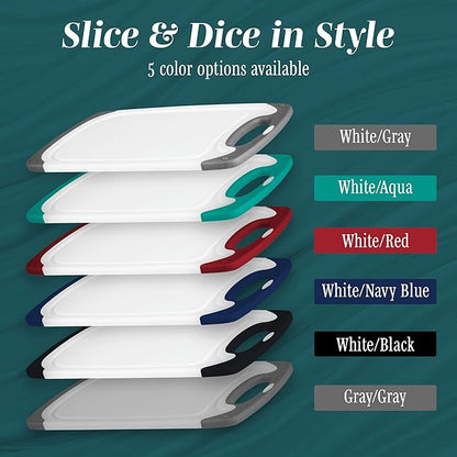 Cutting Boards for Kitchen - BPA-Free Chopping Board - Different Sizes & Non Slip Handles - Reversible, Large Cutting Board Set - Unique Gifts for Cooks Who Have Everything - 3-Pack Black