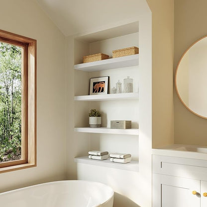 Large Floating Shelves for Wall Set of 1 Wooden Wall Shelves 24 in x 12.75 in x 2 in Room Decor Long Shelf with Invisible Wall Mount Bracket for Bedroom Kitchen Living Room White