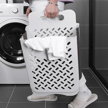 Plastic Collapsible Hanging Laundry Baskets with Carry Handle, Space-Saving Wall Hanging Laundry Basket Durable Tall Folding Plastic Laundry Hamper Waterproof Dirty Clothes Organizer XL+L