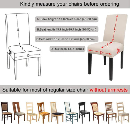 JQinHome 6 Pcs Dining Chair Slipcover,High Stretch Removable Washable Chair Seat Protector Cover for Home Party Hotel Wedding Ceremony (Beige White)