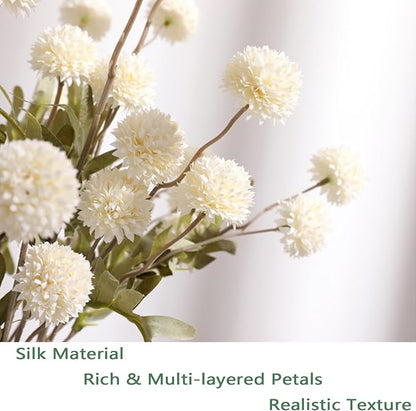Faux White & Pink Kiku Flower, 10 Stems with 5 Heads Each & 4 Branches Eucalyptus Stems, Artificial Small Mini Chrysanthemum Flowers for Aesthetic Room Decor, Floral Arrangements Centerpiece