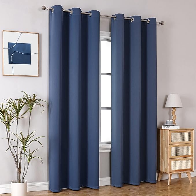 ChrisDowa Blackout Curtains 78 inches Long for Bedroom - 2 Panels Set Grommet Thermal Insulated Room Darkening Curtains for Living Room (Stone Blue, 42 x 78 Inch)
