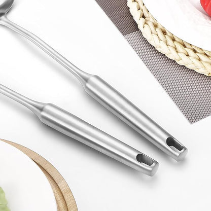 304 Stainless Steel Cooking Utensil,Kitchen Kitchen Utensil with Spatula, Solid Spoon, Ladle, Skimmer, Spaghetti Spoon, 6 Piece Set, Dishwasher Safe