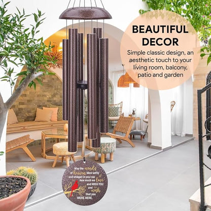 Personalized Memorial Wind Chimes Outdoor, Cardinal Commemorative Gifts for Loss of Loved One, 36Inch Customized Sympathy Wind Chimes Deep Tone, Condolences Gifts for Funeral