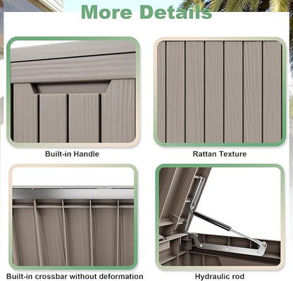 DRATO 80 Gallon Large Deck Box, Outdoor Storage Box for Patio Furniture, Patio Cushions, Gardening Tools, Pool Supplies 480lbs Weight Capacity,Waterproof Resin Storage Boxes