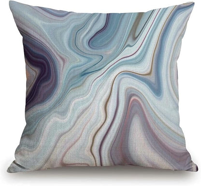 TSSOHU Throw Pillow Cover Black Granite Marble White Gray Pattern Abstract Blue Ink Liquid Decorative Pillow Case Home Decor Square 18x18 Inches Pillowcase