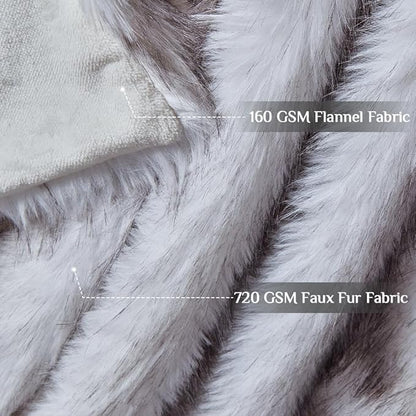 Fluffy Faux Fur Throw Blanket – Super Soft Warm Thick Plush Blanket for Bed, Couch & Office, Cozy Fuzzy Throw with Flannel Backing,60"x80", White