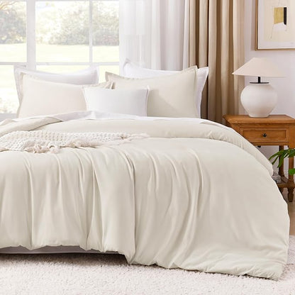 Litanika Beige Comforter Set California King Size, 3 Pieces Cal King Lightweight Solid Bedding Comforter Set, Oversized All Season Fluffy Bed Set (104x96In Comforter & 2 Pillowcases)
