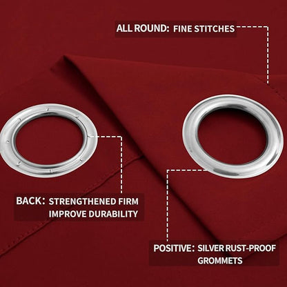 Easy-Going Blackout Curtains for Bedroom, Solid Thermal Insulated Grommet and Noise Reduction Window Drapes, Room Darkening Curtains for Living Room, 2 Panels (52x46 in,Christmas Red)