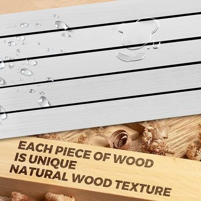 36"x6.8"x1.6" Slanted Floating Wall Shelves 2-Pack - Rustic White Finish, Heavy-Duty Solid Wood Design with Hidden Brackets - Perfect for Living Room, Kitchen, Bathroom, or Office
