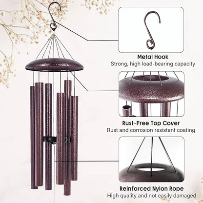 ASTARIN 36" Large Deep Tone Personalized Name Sympathy Wind Chimes, Cardinal Memorial Wind Chime for Loss of Mother Father Loved One, Bereavement Condolence Gifts Decor Outdoor Patio Garden