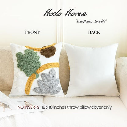HOdo Home 18x18 Throw Pillow Covers, 2PCS Tufted Boho Jacquard Pillow Covers,Farmhouse Decorative Pillow Cover,Pillow Cases for Couch Sofa Bed Stylish Decor, Simple Textured Cushion Sham