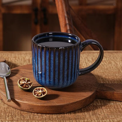famiware Coffee Mugs Set of 4, Starlight 11 oz Mug Cup Set with Handle for Coffee, Tea, Cocoa, Milk - Ceramic Stoneware Mug Set, Nebulas Blue