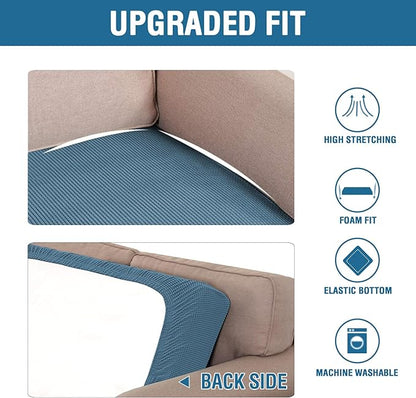 H.VERSAILTEX Super Stretch Individual Seat Cushion Covers Sofa Covers Couch Cushion Covers Slipcover Sets Thick Jacquard Textured Twill Fabric (1 Piece Sofa Cushion Cover, Dusty Blue)