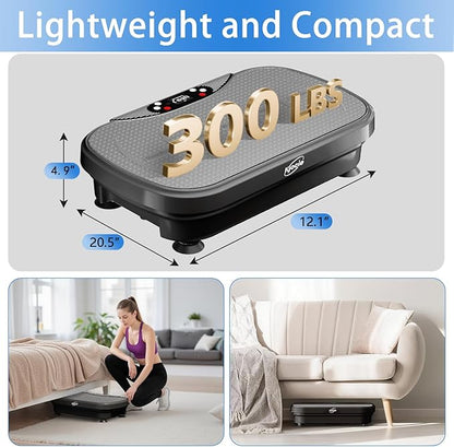 Vibration Plate Exercise Machine, Full Body Shaker Workout Vibration Plate for Lymphatic Drainage Weight Loss, Waver Vibrating Fitness Platform with Resistance Bands, Low Noise Home Fitness for Adults