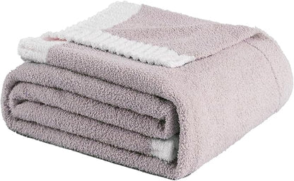 Soft Fuzzy Throw Blanket - Light Grey Cozy Warm Knit Fluffy Plush, Lightweight & Breathable, Throw for Bed, Chair, Sofa, Couch, Outdoor, 50"X60", Oeko-TEX Certified