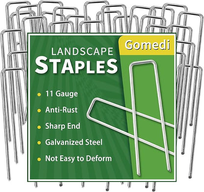 Landscape Staples 6 Inch 120 Pack, Garden Stakes Galvanized Garden Staples 11 Gauge, Plant Cover Stakes for Lawn Weed Barrier