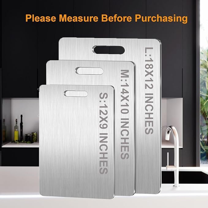 Titanium Cutting Boards for Kitchen - 100% Pure Titanium Cutting Board - Double Sided Food Grade Quality Cutting Boards - Easy to Clean and Store (14"L x 10"W)