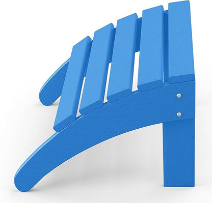 WestinTrends Outdoor Ottoman, Patio Adirondack Ottoman Foot Rest, All Weather Poly Lumber Folding Foot Stool for Adirondack Chair, Widely Used for Outside Porch Pool Lawn Backyard, Pacific Blue