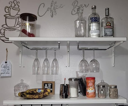 10.8 Inch Wine Glass Rack, Under Cabinet Wine Glass Holder, Wine Glass Hangers Under Shelf, Chrome Finish Stemware Rack, Hanging Stemware Holder for Cabinet Kitchen Bar, Set of 2