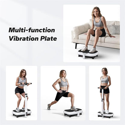 MERACH Vibration Plate Exercise Machine, Vibration Plate for Lymphatic Drainage Weight Loss, Vibrating Plate Exercise Machine with Handrails, Exercise Equipment for Women Men Home