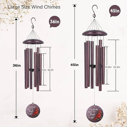 ASTARIN 36" Large Deep Tone Personalized Name Sympathy Wind Chimes, Cardinal Memorial Wind Chime for Loss of Mother Father Loved One, Bereavement Condolence Gifts Decor Outdoor Patio Garden