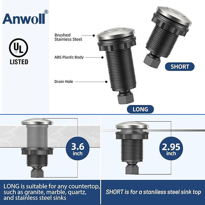 Garbage Disposal Air Switch Kit -Professional- Dual Outlet, Sink Top Waste Disposer On/Off, Garbage Disposal Button, UL Listed